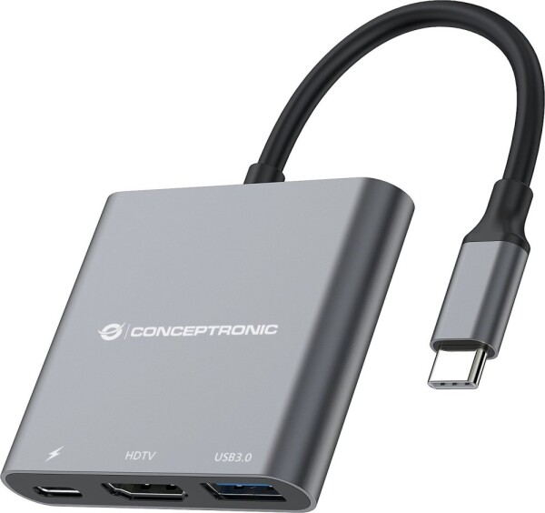 Conceptronic Adapter USB-C -> HDMI,2xUSB3.0,PD,SD 0.15m