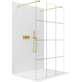 CERANO - Sprchová zástena Walk-in Onyx Duo Ľ/P - 8 mm - hranatá vzpera - zlatá, industriálne sklo - 90x200 CER-8050BD1830