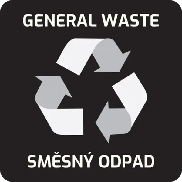 Samolepka na odpadkový kôš pre triedený odpad SM. ODPAD čierna / Samolepka / 8 x 8 cm / CZ/EN