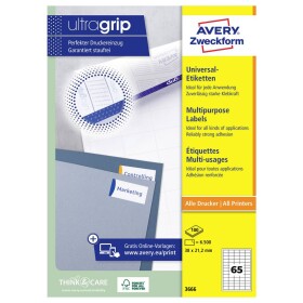 Avery-Zweckform 3666 38 x 21.2 mm papier biela 6500 ks trvalé univerzálne etikety atrament, laser, kópie; 3666