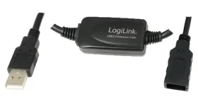 LogiLink USB-A (M) - USB-A (F) čierna / Predlžovací kábel USB 2.0 / 10 m (UA0143)