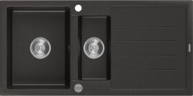 MEXEN - Andres granitový drez 1.5 s odkvapkávačom 1000x500 mm, čierna / zlatá kovová 6515101510-75
