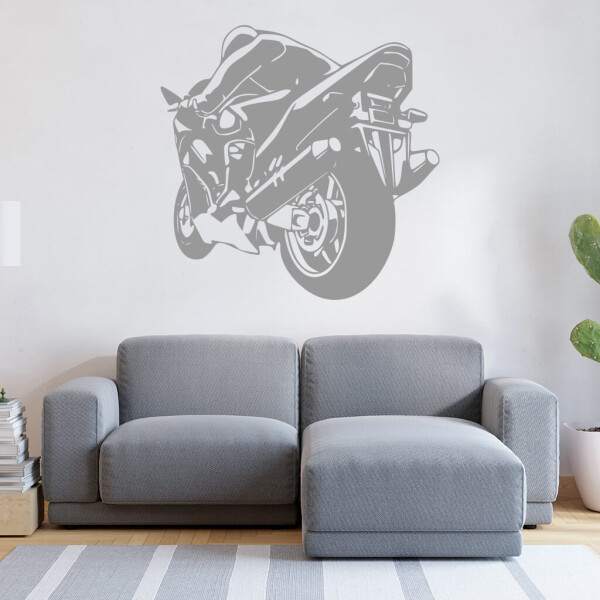 Veselá Stena Samolepka Športová motorka Farba: šedá, Veľkosť: 100 x 98 cm