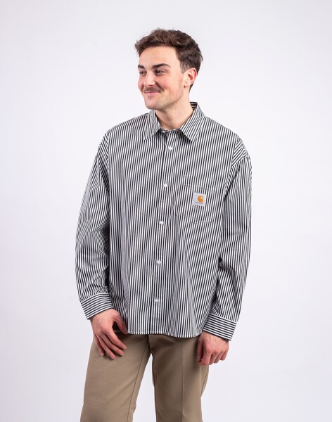 Carhartt WIP L/S Daldry Shirt Daldry Stripe, Black/Wax L