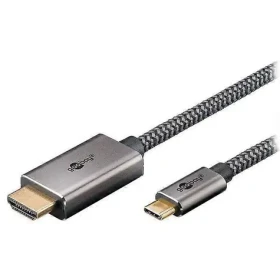 Goobay USB-C - HDMI textilný kábel čierna / strieborná / Adaptérový kábel / 4K 60Hz / 2 m (75700)