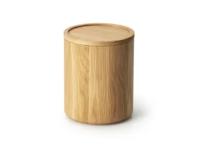 Continenta Dóza z dubového dreva guľatá / Dóza na potraviny / O 13 x výška 16 cm (C4172)