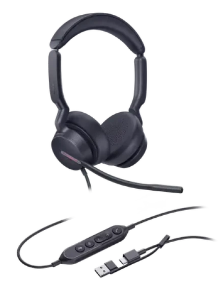 Yealink UH46 Dual UC čierna / Stereo náhlavná súprava / mikrofón / USB-C USB-A / kábel 2,15 m (1308183)