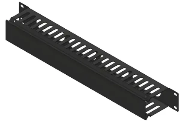 Lanview 19" posuvný kryt organizéra káblov čierna / Organizér káblov / 1U / oceľ / 24 vývodov (RAO400BL-24)