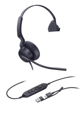 Yealink UH46 Mono (MS Teams) čierna / Mono náhlavná súprava / mikrofón / USB-C USB-A / kábel 2,15 m (1308184)