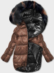 Čierno-hnedá obojstranná bunda oversize (h-1088-01) odstíny hnědé S (36)
