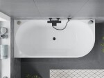 MEXEN/S - Mia voľne stojaca rohová vaňa lewa 170 x 80, biela, sifón a prepad čierna 52691708000L-70