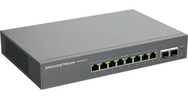 Grandstream GWN7721P / Switch / L2 Lite Managed / PoE+ / 8x 2,5 GbE RJ45 / 2x 10G SFP+ (GWN7721P)