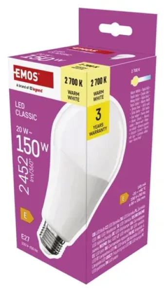 Emos Classic A80 20W teplá biela / LED žiarovka / 150W E27 / 2452 lm / 2700K (1525733287)