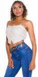 Sexy Faux Leather Crop Topwith chain Straps Einheitsgroesse