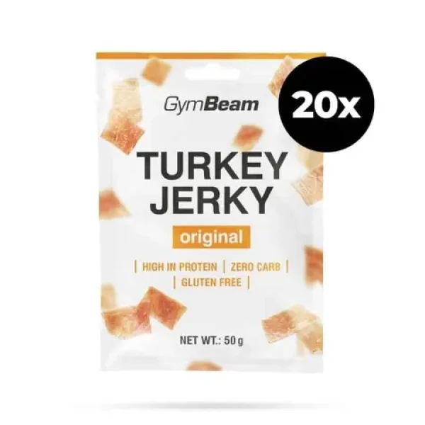 Sušené mäso Turkey Jerky - GymBeam (originál, 20 x 50 g) (59179-3-20x50g-original)