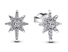 Pandora Strieborné náušnice Trblietavá Severka Moments 292667C01