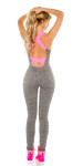 Trendy workout jumpsuit with sexy back neonorange L