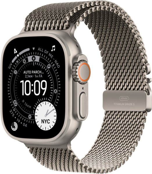 NoName Apple Watch Ultra 3 GPS + Cellular 49mm Natural Titanium Case with Natural Titanium Milanese Loop - Medium - MEWY4ET/A