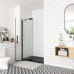 H K - Sprchové dvere AIRLINE BLACK B5 80 jednokrídlové s pevnou stenou 75-80 x 195, L/P variant SE-AIRLINEBLACKB580SET