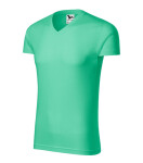 Pánske tričko Slim Fit s výstrihom do V v mätovej farbe L