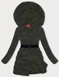 Dámska zimná páperová bunda v army farbe (2M-007) odstíny zelené XXL (44)