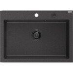 MEXEN/S MEXEN/S - Elix granitový drez 1-miska 700 x 500 mm, čierna kropenatá, sifón čierna 6526701005-76-B