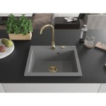 MEXEN/S MEXEN/S - Elix granitový drez 1-miska 600 x 500 mm, sivý, sifón zlatá 6525601005-71-G