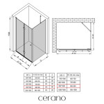 CERANO - Sprchovací kút Volpe L/P - 6 mm - čierna matná, transparentné sklo - 90x90x190 - zalamovacia CER-427333