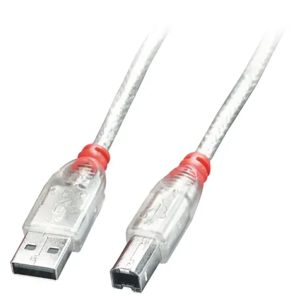 Lindy 41755 transparentný / USB kábel / USB A - USB B / 5 m / USB 2.0 / 480 Mbit/s (41755)