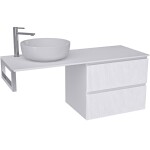 CERANO - Kúpeľňová skrinka Carole - biela matná ryhovaná + doska pod umývadlo Navira Slim - 18 mm + konzola chróm - 160x46x49,8 CER-371821