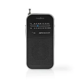 Nedis FM rádio / Prenosné Prevedenie / AM / FM / Napájanie z batérie / Analógový / 1.5 W / Čierno-biely displej (RDFM1110SI)