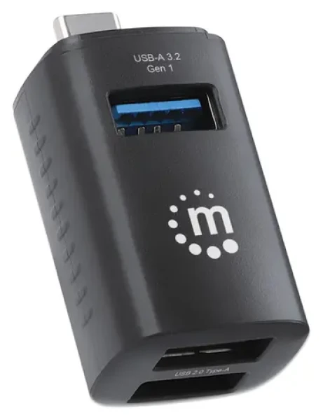 Manhattan 3- Port USB-C Hub čierna / USB hub / USB-C / 2x USB 3.2 Gen 1 Type-A / 1x USB 2.0 / 5 Gbps (180993)