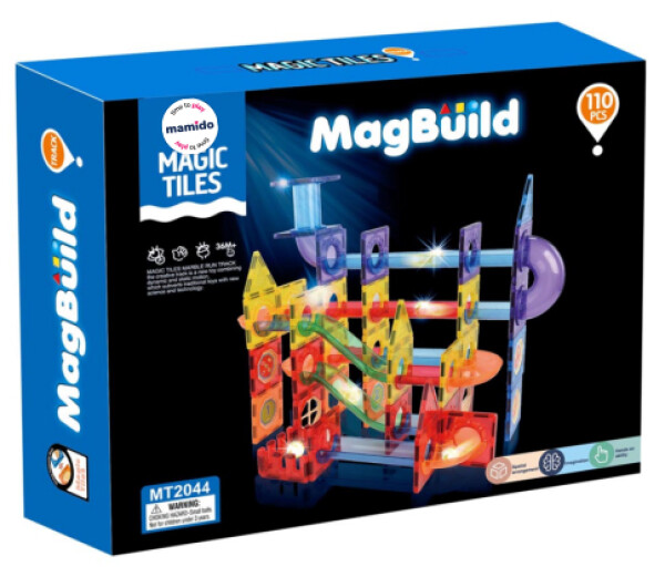 Mamido Mamido Magnetická svietiaca stavebnica guľôčková dráha 110 dielov MT1505