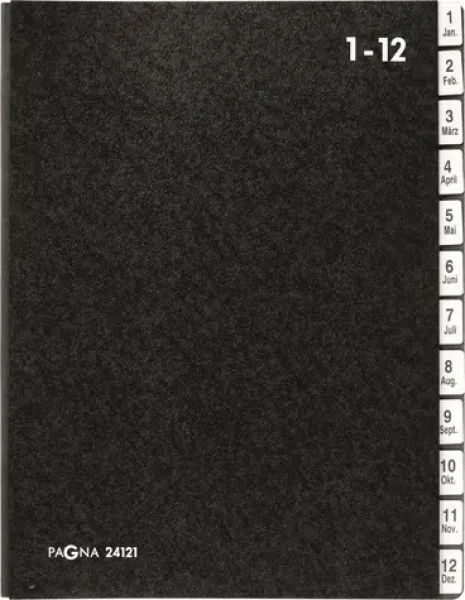 Pagna Classic čierna / Stolný šanón / 12 priehradok / A4 (24121-04)