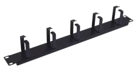 Equip čierna / Vyväzovací panel / 19" / 1U / 5x kovových úchytiek (327319)