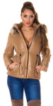 Trendy winter jacket with a detachable hood CAPPUCCINO M