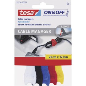 TESA On & Off 55236-00-00 káblový manažér na suchý zips na spojovanie háčiková a flaušová časť (d x š) 200 mm x 12 mm farebná 5 ks; 55236-00-00