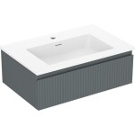 MEXEN/S - Rivel kúpeľňová skrinka 70 cm s umývadlom Otis, 1 šuplík, reliéf, grafit mat/biela mat 91A20-07023-1-BF66-W18M01