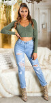 Sexy Highwaist Mom Jeans in Used Look denimblue