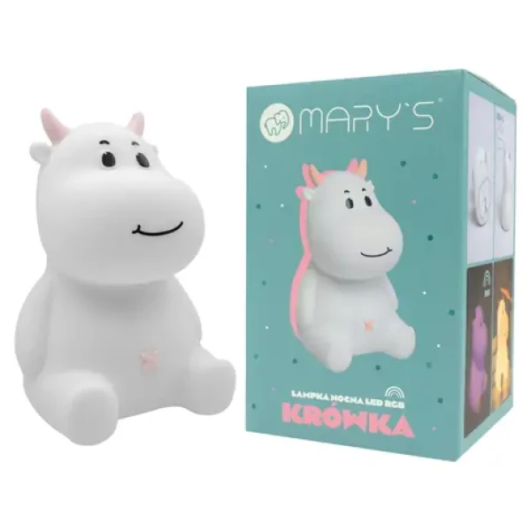 Mary's LED silikónová nočná lampička RGB - kravička, ružová (MW20537)