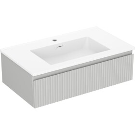 MEXEN/S - Rivel kúpeľňová skrinka 80 cm s umývadlom Otis, 1 šuplík, reliéf, šedá mat/biela mat 91A20-08023-1-BF62-W18M01