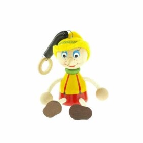 Česká drevená hračka Pinocchio s klobúkom na pružine / od 3 rokov (CH21312)