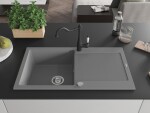 MEXEN/S MEXEN/S - Leo granitový drez 1-miska s odkvapkávačom vrátane batérie Carla, šedá 6501-71-670700-70