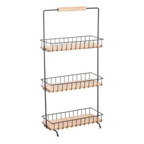 MSV ELIE 3 poschodový kuchynský stojan čierny / oceľ / bambus (3700703996286)