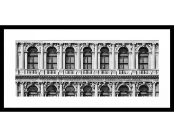 Rámovaný obraz Ca'rezzonico Palazzo 80x40 cm, čiernobiely%
