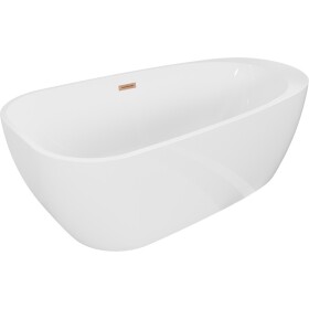 MEXEN/S - Giada voľne stojaca vaňa 170 x 90, biela lesk, sifón a prepad meď kartáčovaná 52741709000-65