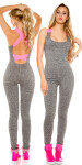 Trendy workout jumpsuit with sexy back neonorange L