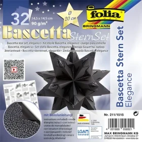 FOLIA Origami papier na hviezdu Bascetta Elegance čierna