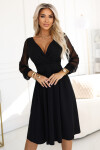 Elegantné midi šaty 657-1 čierne - Numoco L