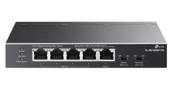 TP-LINK TL-SG1005P-PD čierna / Switch / 5x 1000 Mbps / PoE+ / PoE budget 66 W / fanless (TL-SG1005P-PD)